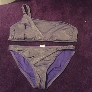 Shinning purple one shoulder bathing suit