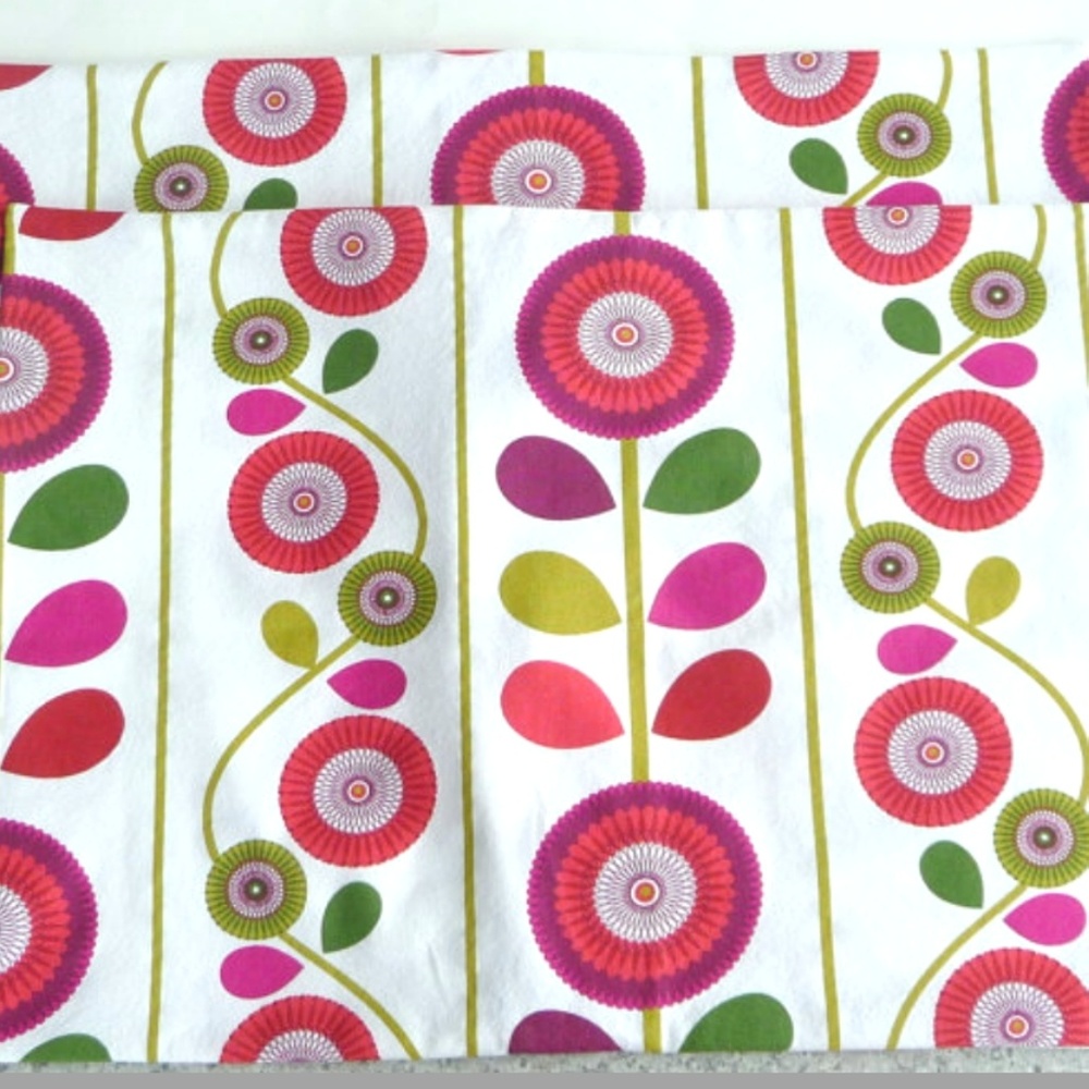 Shams (2) Cotton UK Standard Hand Made Designer Fabric Mod Floral Pillowcases