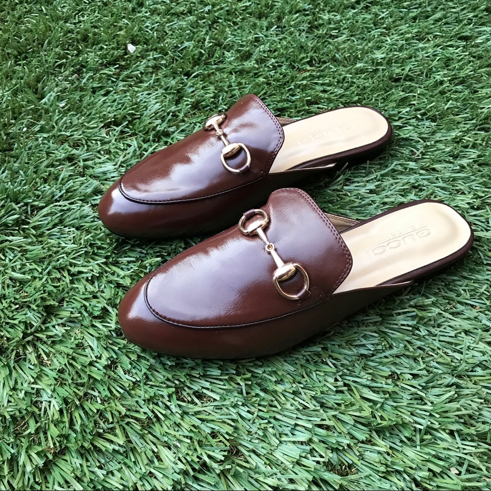 Gucci Princetown faux brown mule slide loafers