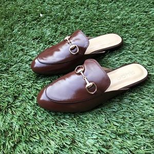 Gucci Princetown faux brown mule slide loafers