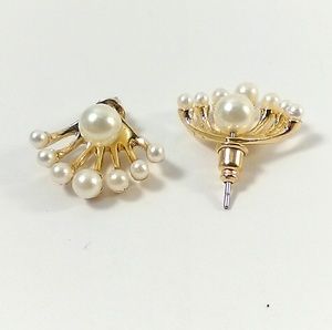 Pearl & Gold Toned Earrings & Earring Jackets