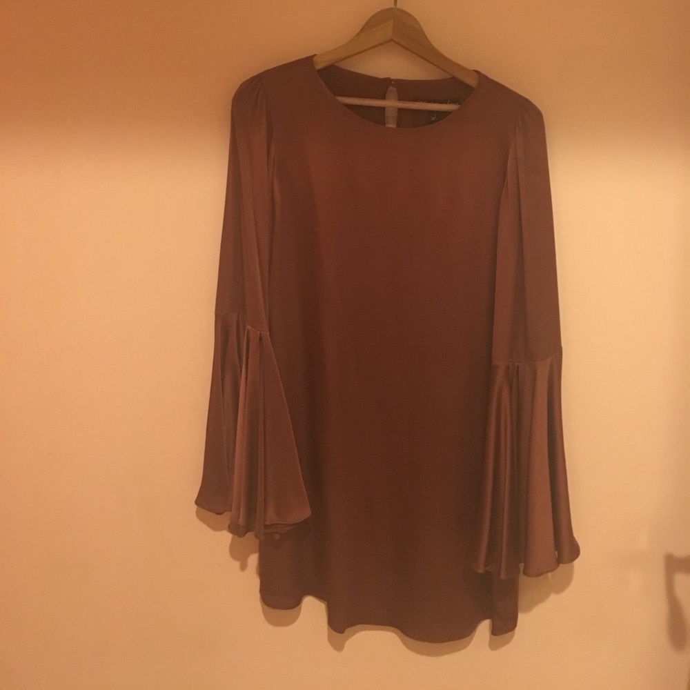 Rust colored cocktail dress.