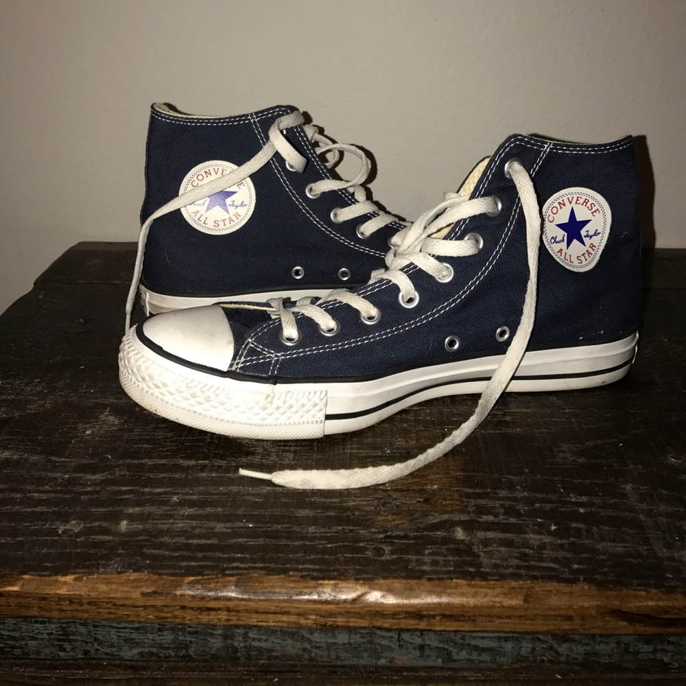 Navy converse high tops