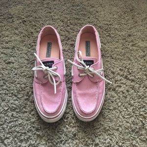 Pink glittery sperrys