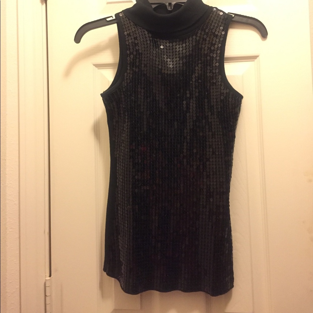 Sequin turtleneck tank