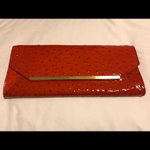 Brahmin red croc clutch