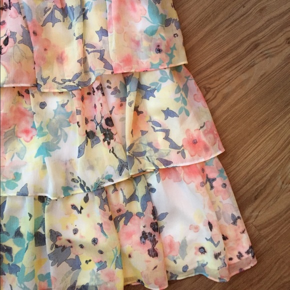 Candie's Watercolor Floral Tiered Ruffle Dress XS - Picture 3 of 8