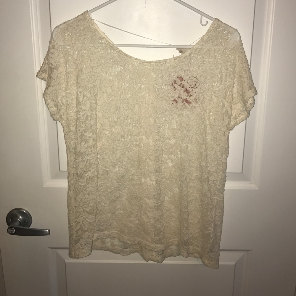 Lace top with button up back