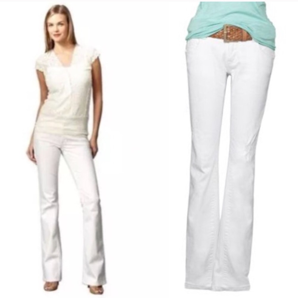 NWT long, white CAbi triangle pocket jeans 8 x 34