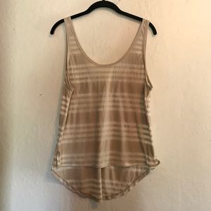 Lululemon beige striped high low tank