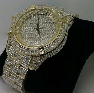 14K GOLD Plated ICED OUT WATCH