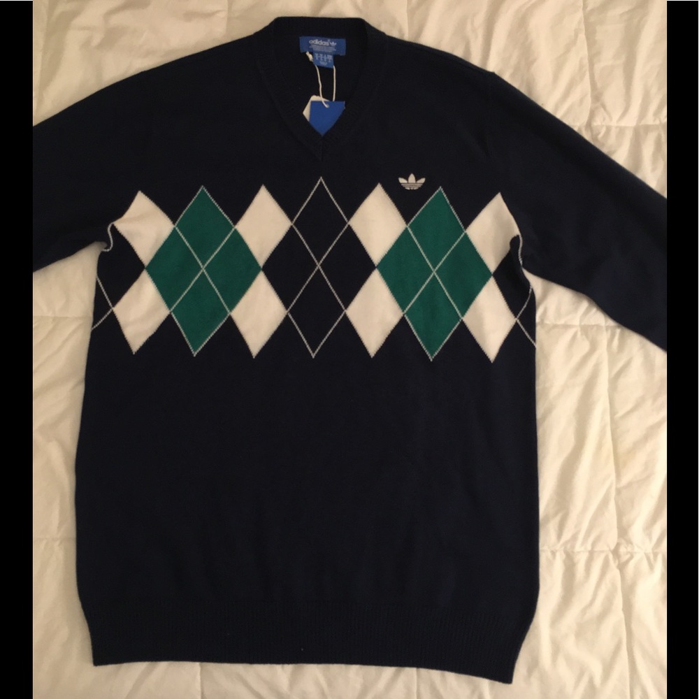 New Adidas Argyle Tennis Sweater