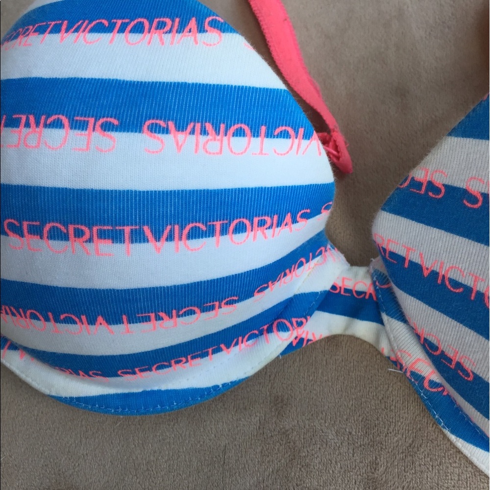 Victoria Secret Blue White and Pink Bra 34 D