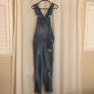 Ripped denim marlow wash overalls