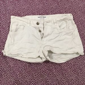 American Apparel Button Up White Jean Shorts