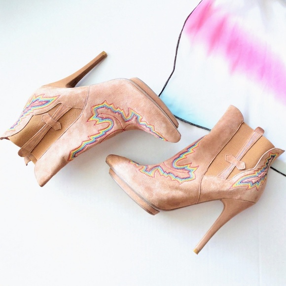 Jeffrey Campbell • embroidered sued boots - Picture 2 of 7
