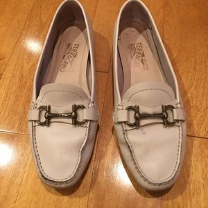Ferragamo Loafers size 7 1/2 B Grayish White