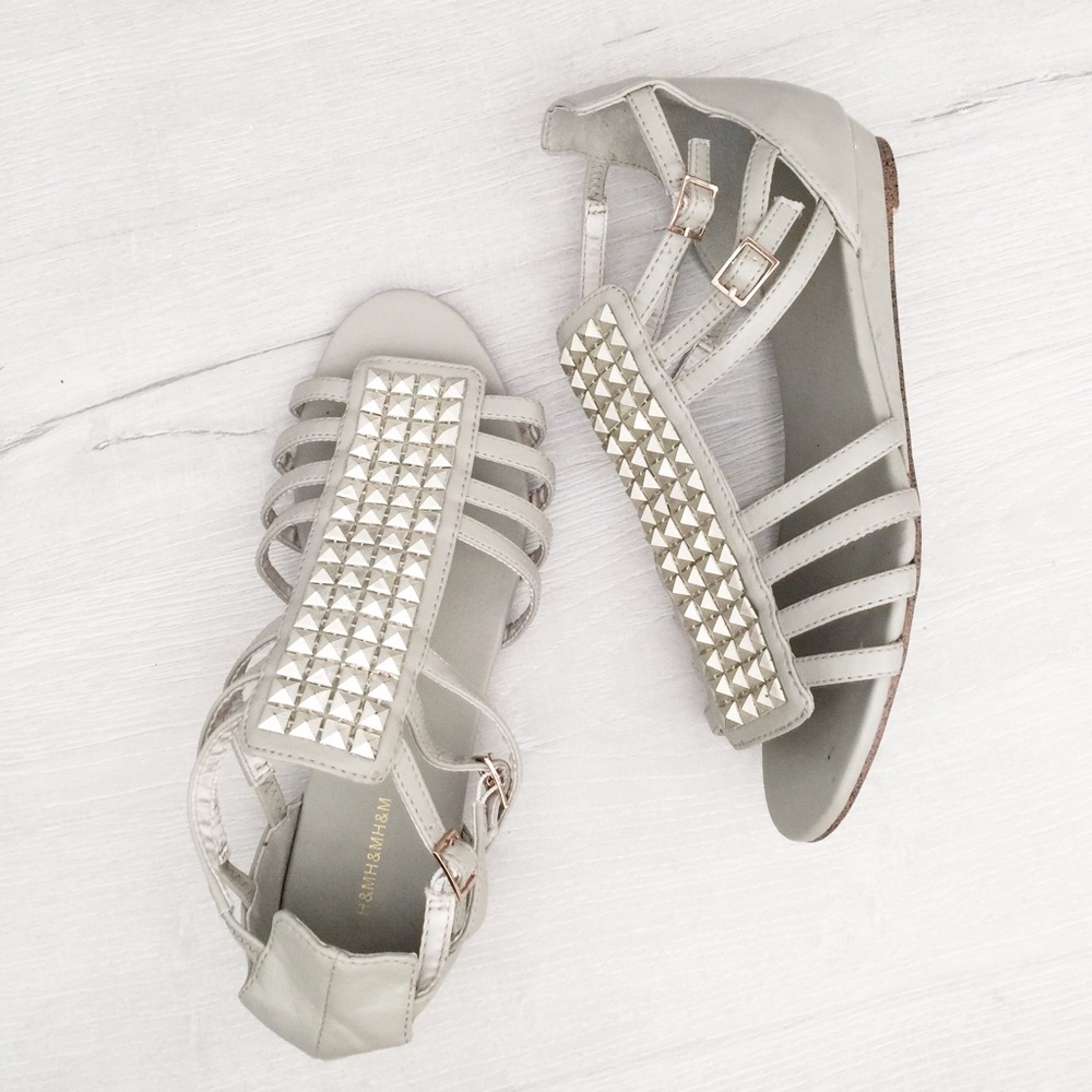 Gray Studded Sandals