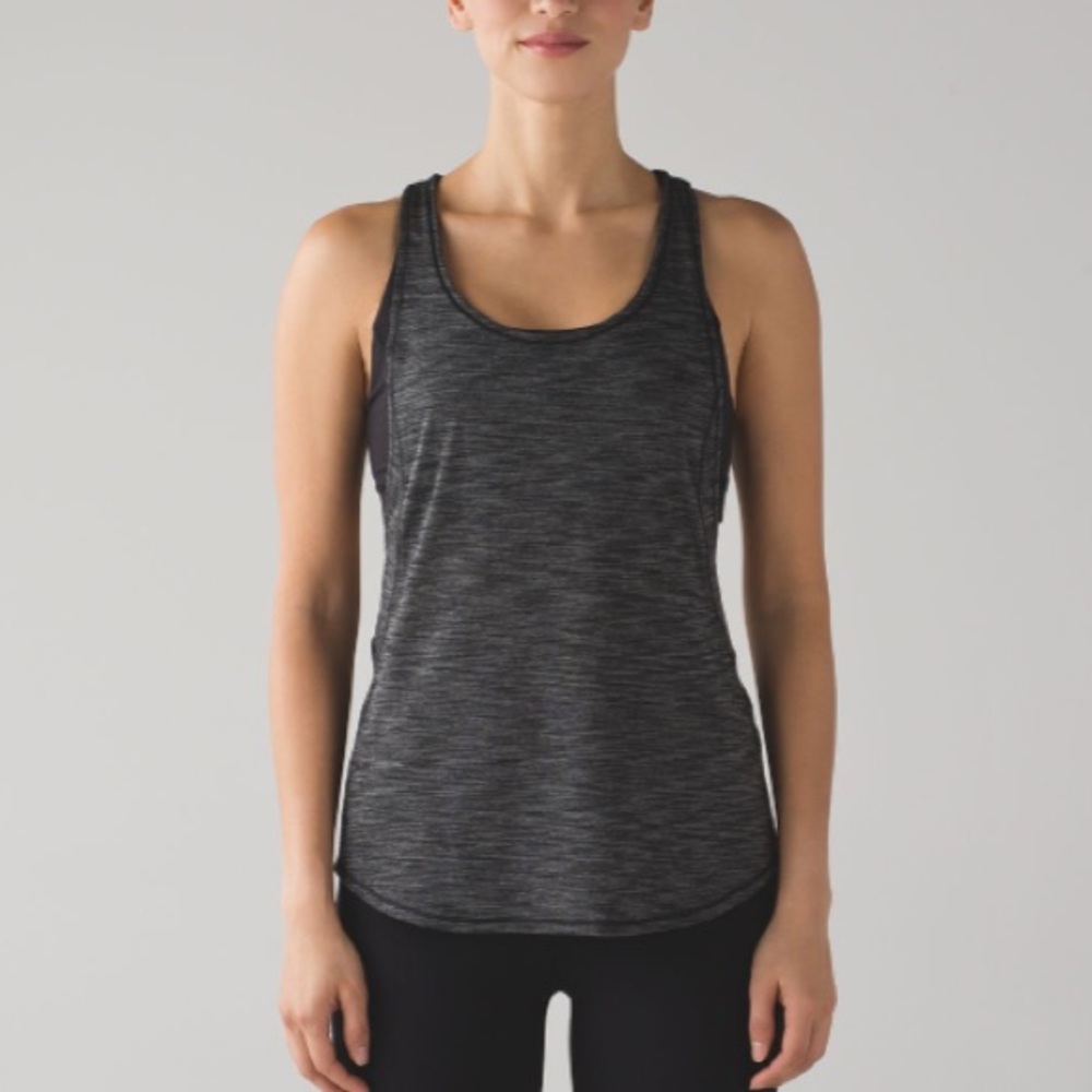 Lululemon On Track Tank Heathered Black sz 4