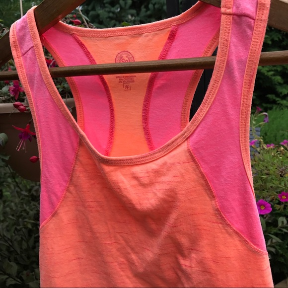 S.O. Girls' 2 Tone Orange and Pink Racer Back Top - Picture 3 of 7