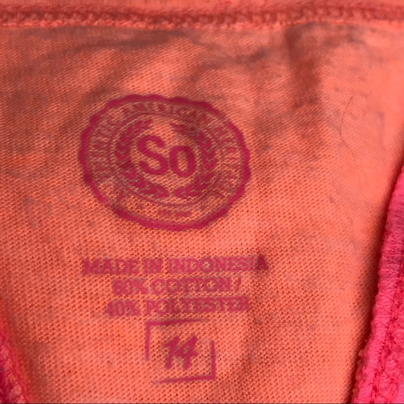 S.O. Girls' 2 Tone Orange and Pink Racer Back Top - Picture 5 of 7