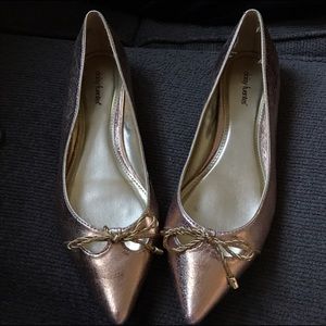 LAST CHANCE! Ladies Rose Gold Flats with Gold Bow