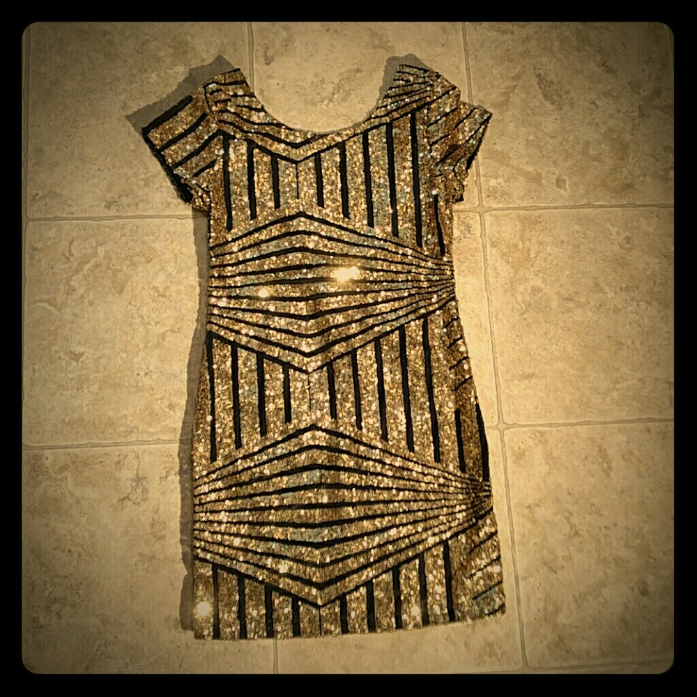 Black and gold party dress
