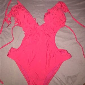 Fringe one piece bathing suit