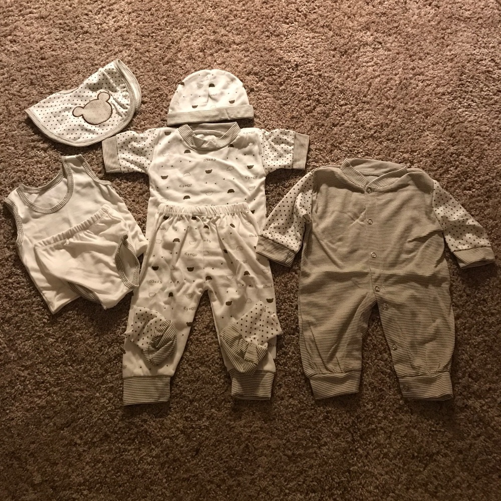 8 Piece Baby Set, Brown&White, Great Gift Newborn