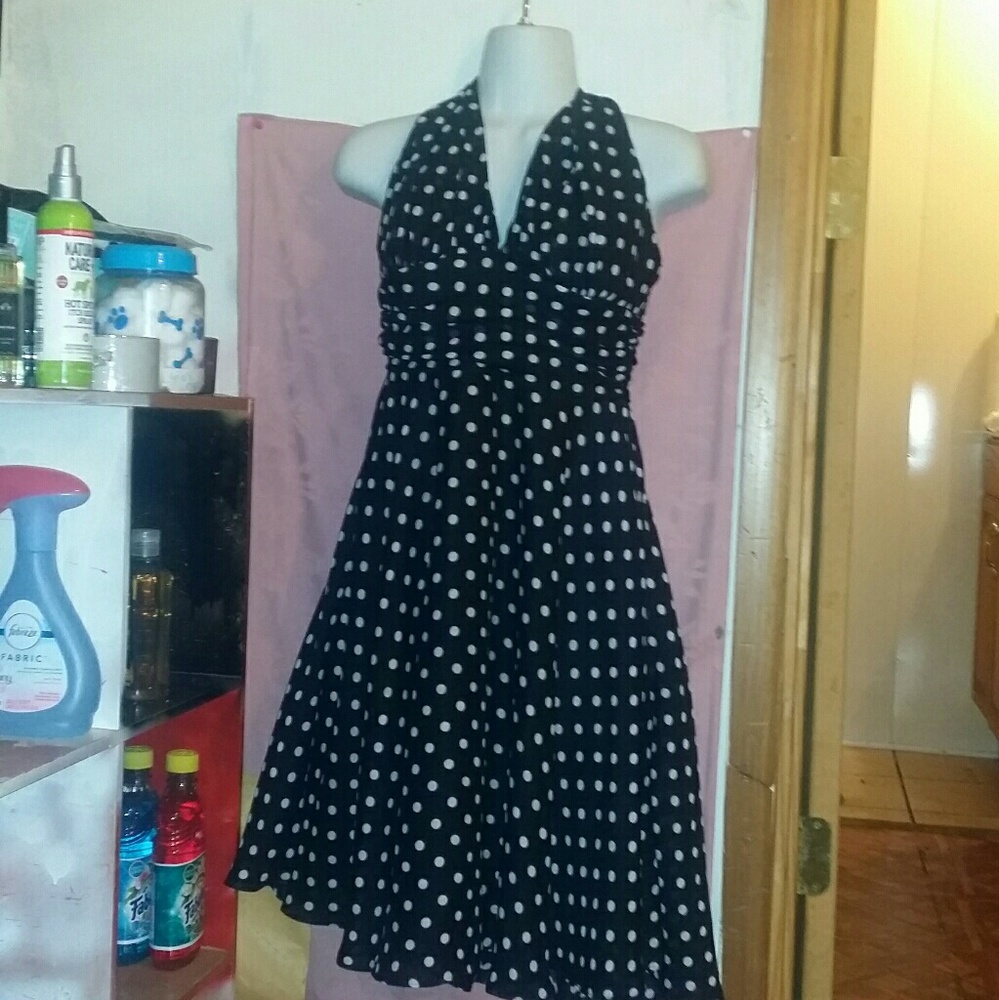 Navy blue halter dress