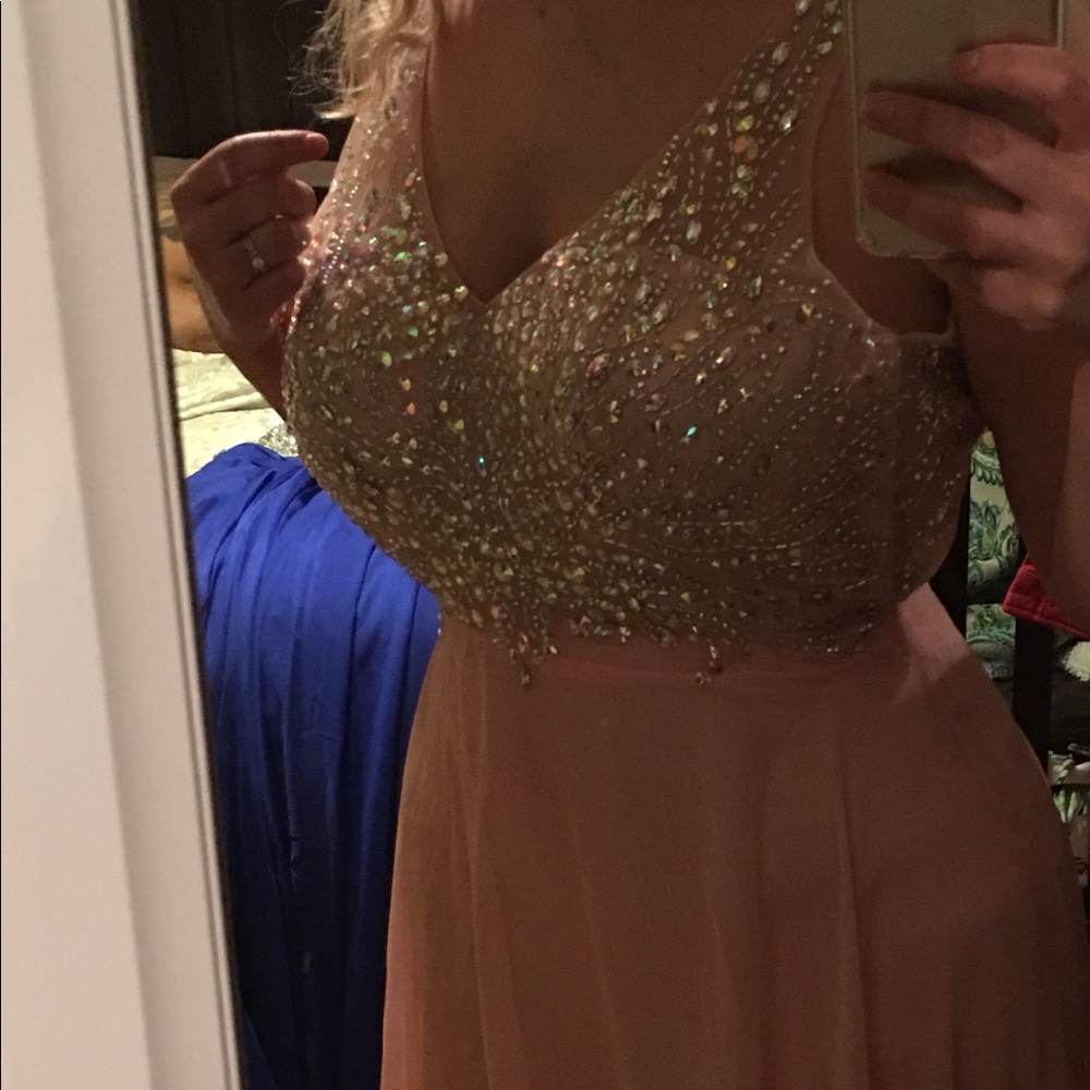 Pale Rose rhinestoned gown