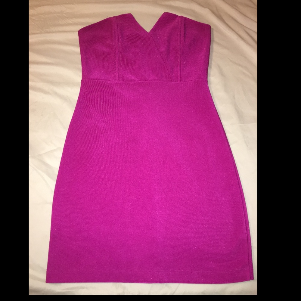 Hot pink strapless dress