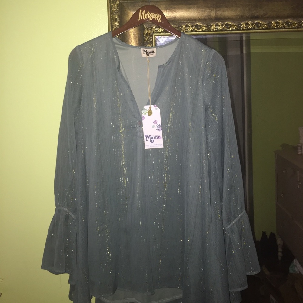 Show Me Your Mumu Sparkly Sage Tunic