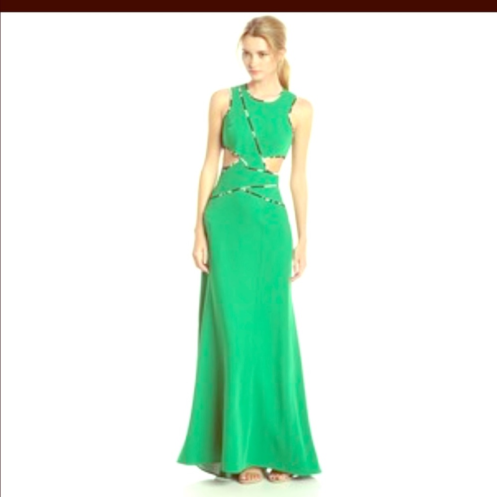 Bcbgmaxazria Nikkole colorblok cut out gown