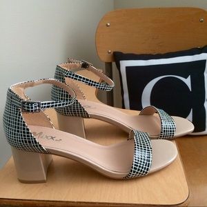 Mixx Graphic and Nude Block Heel Sandal