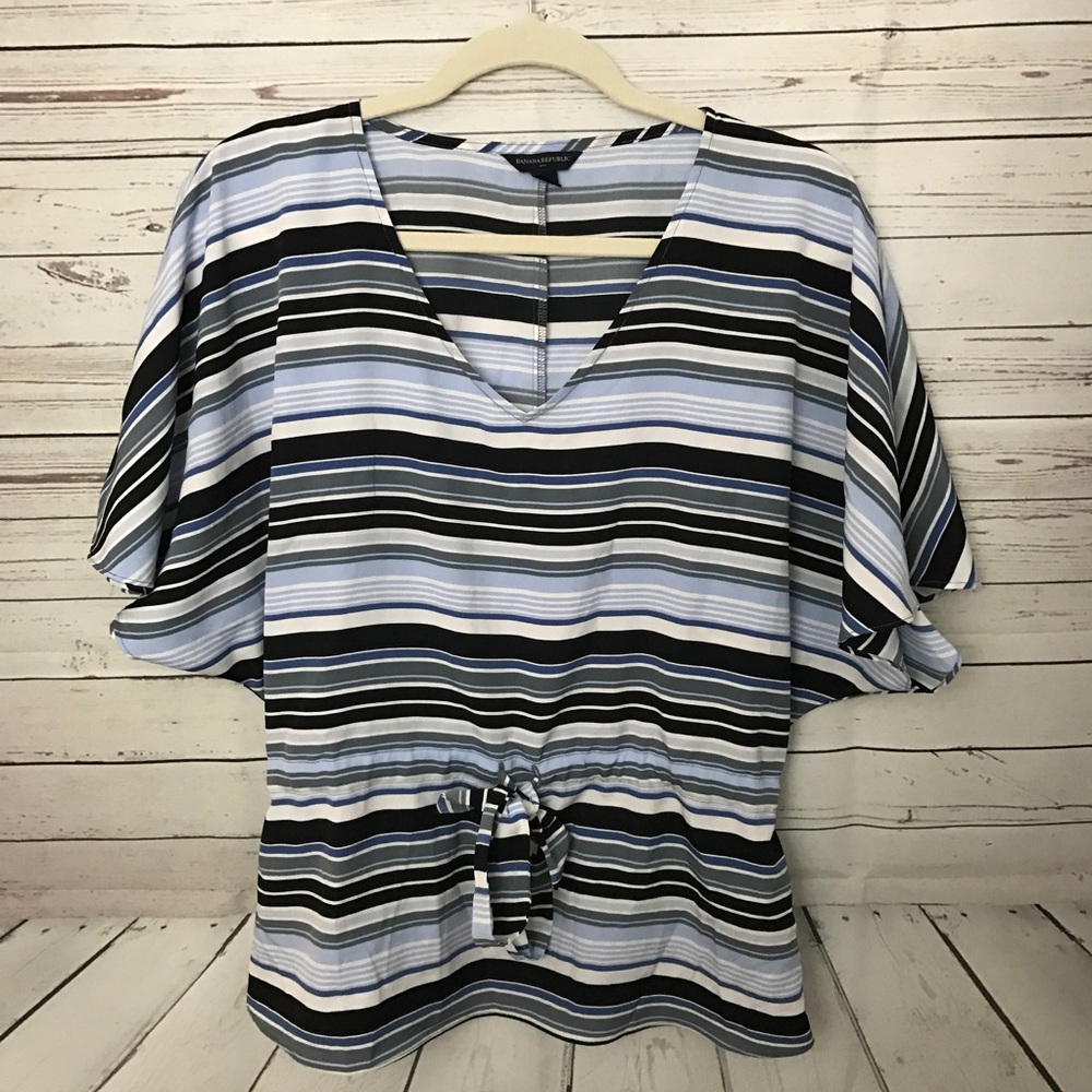 Banana republic striped blue Peplum top