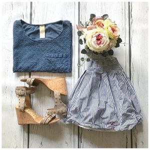 Hollister navy and white striped skirt