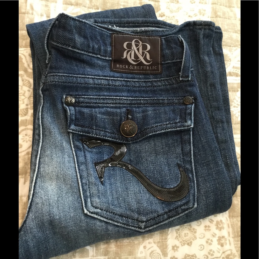 Rock and Republic 27 35 black sequin pocket