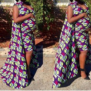 Ankara detachable cape dresss with collar