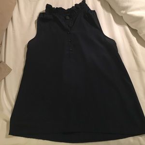 J. Crew Navy no-sleeve ruffle neck with buttons, 2