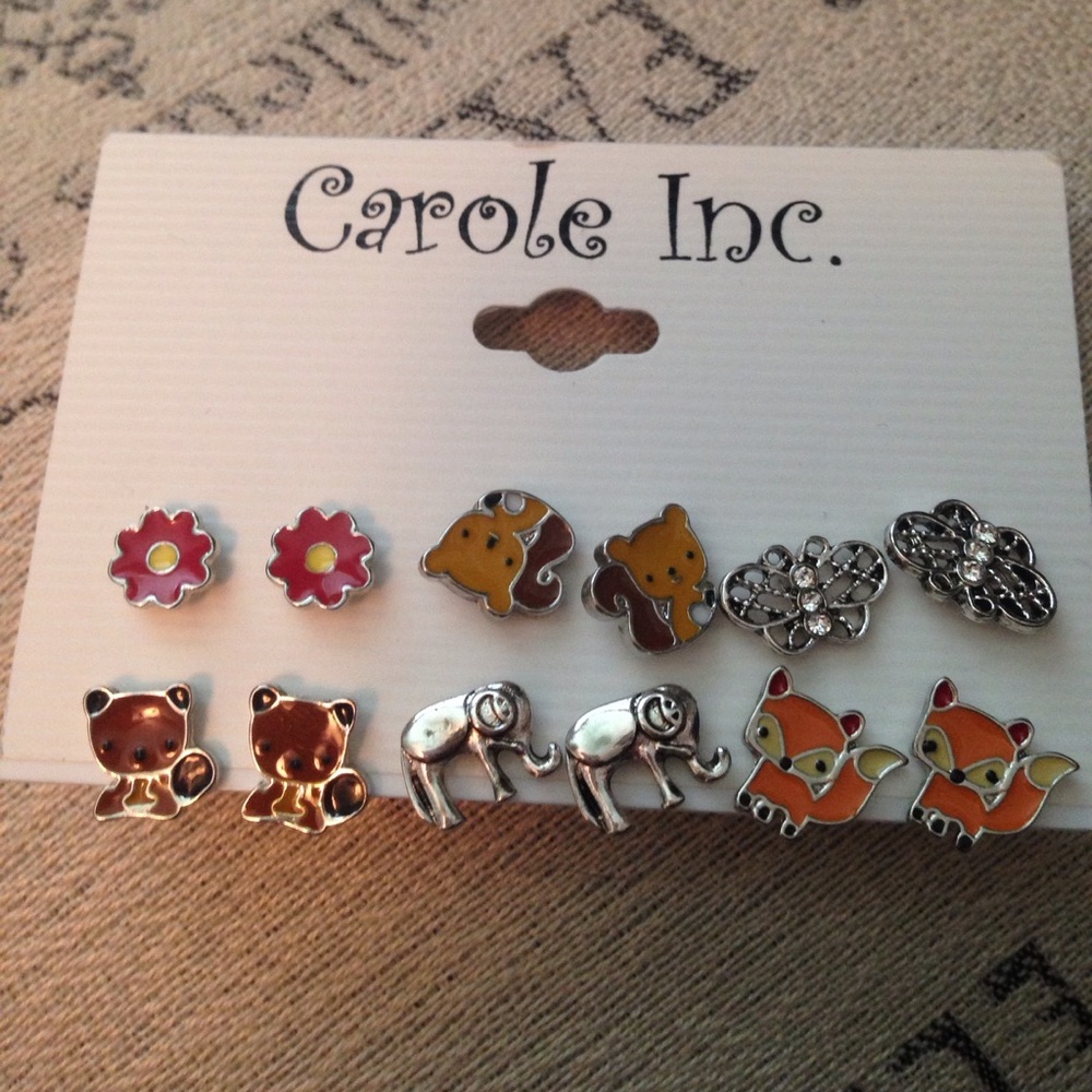 NWT Carole Inc. set of six animal earrings