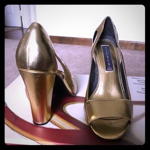 Sexy Gold Peep Toe Heels