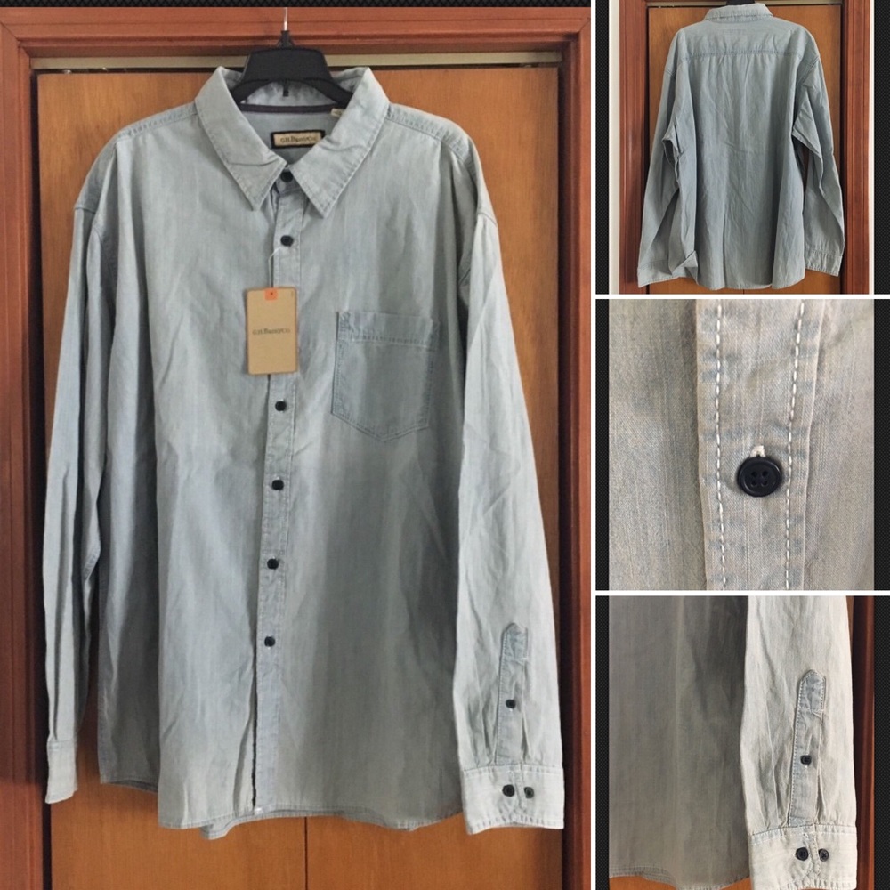 New, Bass Button Down Jean Shirt, Men's Size XXL