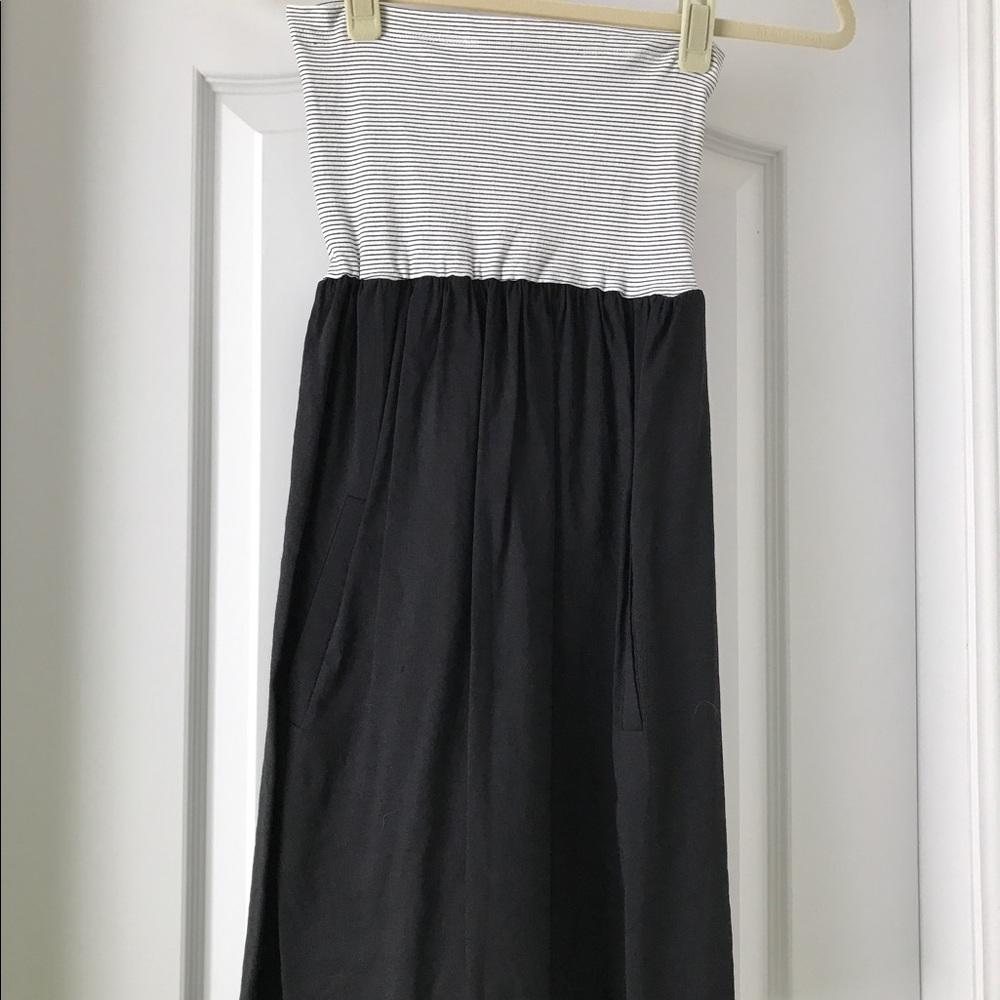 Theory stretch top & linen bottom strapless dress