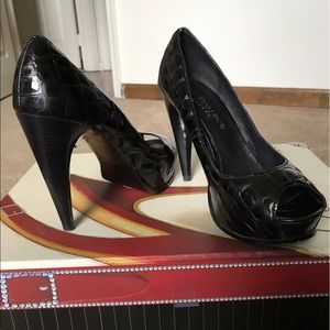 Leather, Croc Print Heels