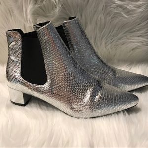NWOT Topshop Disco Witch Silver Snake Boots