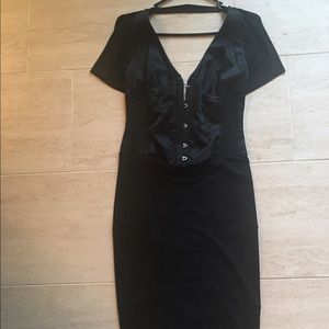 Roberto Cavalli Black dress with corseted bodice.