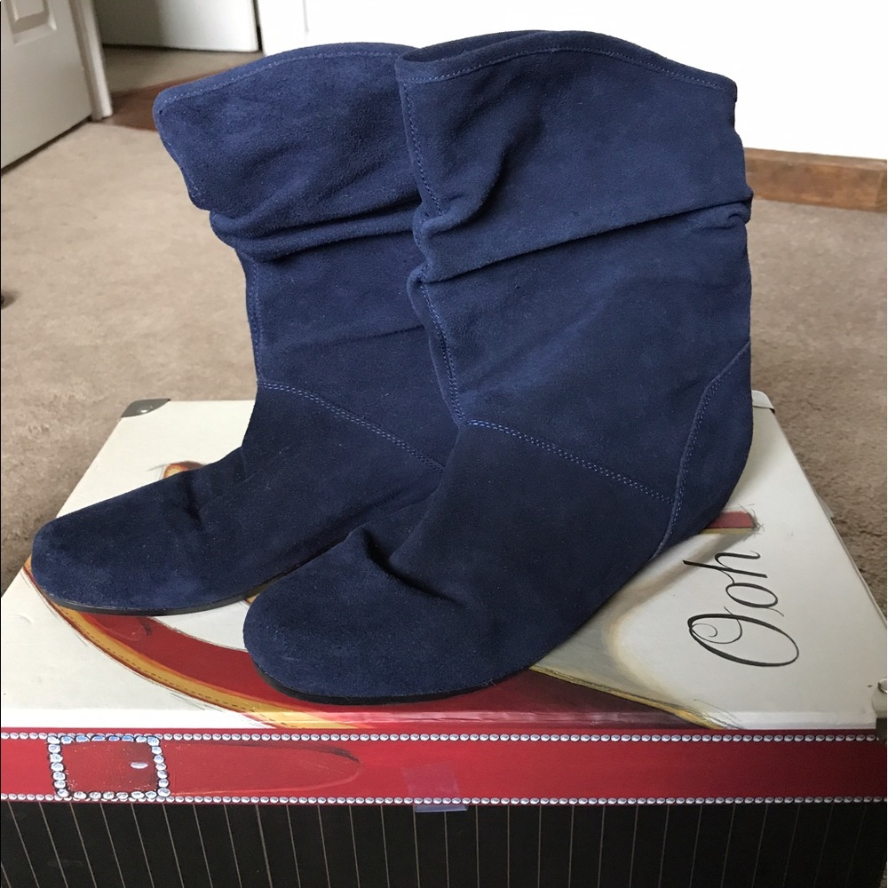 Navy Suede Boots