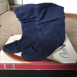 Navy Suede Boots