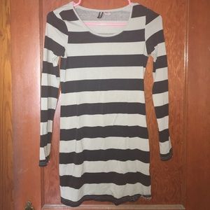 Black and Gray Striped Mini Dress